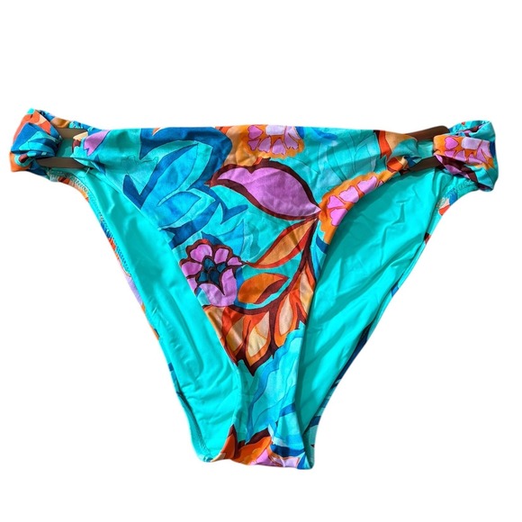 Sunshine 79 Other - Sunshine 79 Teal Floral Bikini Bottoms with Hip Ring Details‎ Size 14 NWT